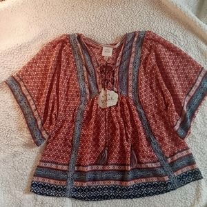 ✌knox Rose patterned peasant shirt